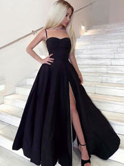 Sweetheart Neck Black Prom Dresses Long ...